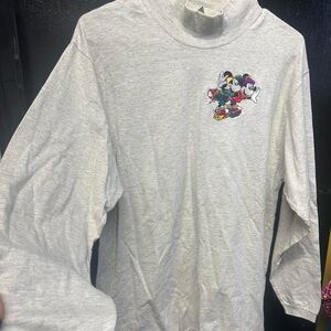 Gray Long Sleeve Tee with Cartoon Graphic